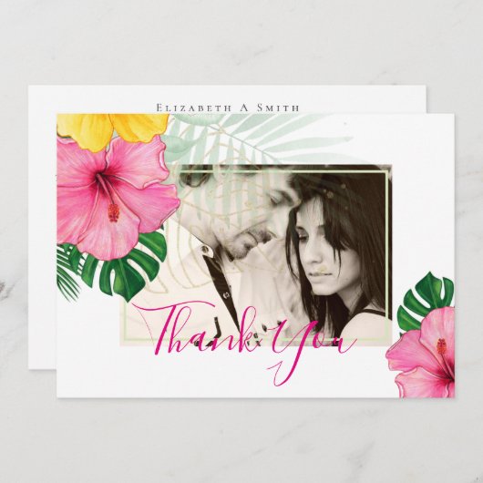 トロピカルパラダイスビーチ結婚式鮮やか花模様 (正面/裏面)