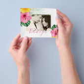 トロピカルパラダイスビーチ結婚式鮮やか花模様 チラシ (手)