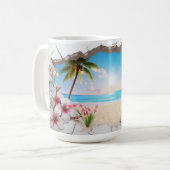 トロピカルパラダイスビーチ – 3Dマグカップ コーヒーマグカップ (正面左)