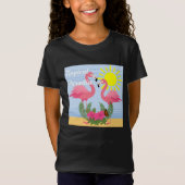 トロピカルパラダイスピンクフラミンゴ – ガールズジェ素晴らしーズ Tシャツ (正面)