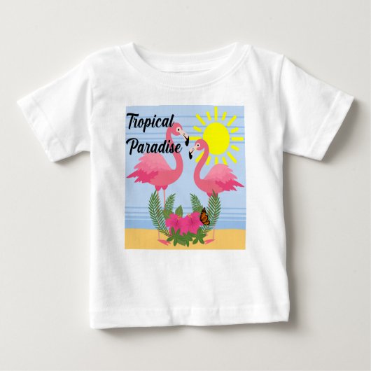トロピカルパラダイスピンクフラミンゴ – ベビージャージ素晴らしー ベビーTシャツ (正面)