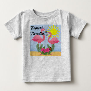 トロピカルパラダイスピンクフラミンゴ – ベビージャージ素晴らしー ベビーTシャツ