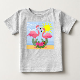 トロピカルパラダイスピンクフラミンゴ – ベビージャージ素晴らしー ベビーTシャツ