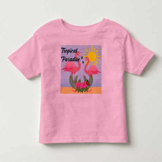 トロピカルパラダイスピンクフラミンゴ – Toddler 素晴らし Jer トドラーTシャツ (正面)
