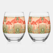 トロピカルパラダイスフラミンゴアールデコ ステムなしワイングラス (裏面)