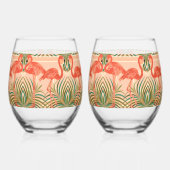 トロピカルパラダイスフラミンゴアールデコ ステムなしワイングラス (左)