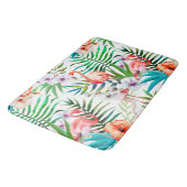トロピカルパラダイスフラミンゴ葉花 バスマット (アングル)
