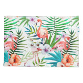 トロピカルパラダイスフラミンゴ葉花 枕カバー (裏面-左)