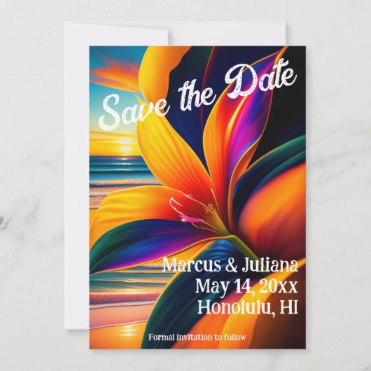 トロピカルパラダイスフラワーセーブ・ザ・デイト (正面)