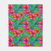トロピカルパラダイスフローラルパターン フリースブランケット (正面)