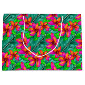 トロピカルパラダイスフローラルパターン ラージペーパーバッグ (正面)