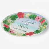 トロピカルパラダイスフローラ結婚リース ペーパープレート (アングル)