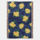 トロピカルパラダイスプルメリアハワイアン スローブランケット (正面縦)