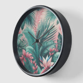 トロピカルパラダイスボタニカルパターン 壁時計 (傾斜)