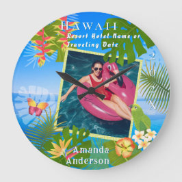 トロピカルパラダイスメモリーシーフォト ラージ壁時計