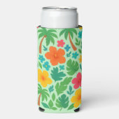 トロピカルパラダイス離れ – パーム&ハイビスカスパターン スリム缶クーラー (Seltzer正面)