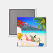 トロピカルパラダイス2インチスクエアマグネット マグネット (正面/裏面)