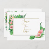 トロピカルパラダイス フラミンゴ リーブス セイブ・ザ・デート 案内ポストカード (正面/裏面)