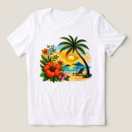 トロピカルパラダイス 女性用サンセットビーチTシャツ トライブレンドＴシャツ