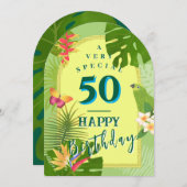トロピカルパラダイス 年間グリーンバースデーカード 招待状 (正面/裏面)