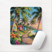 トロピカルパラダイス　海辺の別荘　オーシャン マウスパッド (マウス)