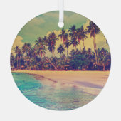 トロピカルパラダイス：海、ホテル、ビーチ。 ガラスオーナメント (裏面)
