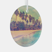 トロピカルパラダイス：海、ホテル、ビーチ。 ガラスオーナメント (正面右)