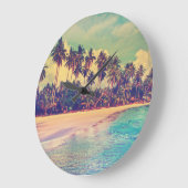 トロピカルパラダイス：海、ホテル、ビーチ。 ラージ壁時計 (傾斜)