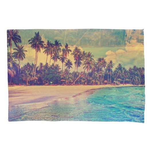 トロピカルパラダイス：海、ホテル、ビーチ。 枕カバー (正面)