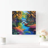 トロピカルパラダイスII スクエア壁時計 (ホーム)