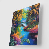 トロピカルパラダイスII スクエア壁時計 (傾斜)