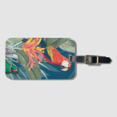 トロピカルパロッツとフローラダークブルー ラゲッジタグ (正面横)