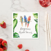 トロピカルパロッツの鳥と葉の誕生日パーティー スタンダードカクテルナプキン (インサイチュ)