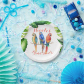 トロピカルパロッツの鳥と葉の誕生日パーティー ペーパープレート (パーティー)