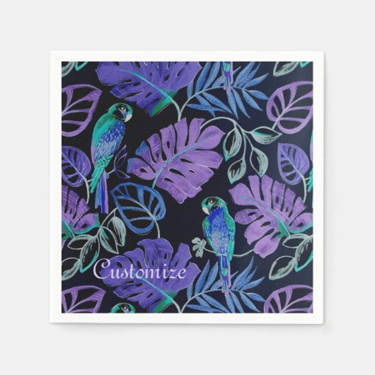 トロピカルパロットパラダイスナプキンス スタンダードカクテルナプキン (正面)