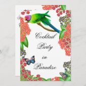 トロピカルパロットパーティの招待状 招待状 (正面/裏面)