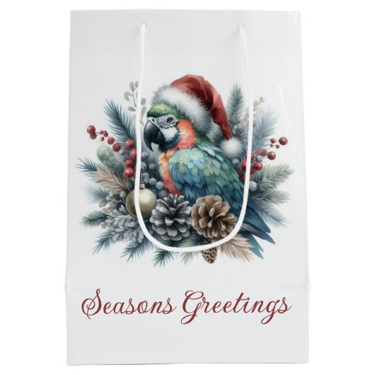 トロピカルパロット シーズンズ グリーティングス クリスマス ミディアムペーパーバッグ (裏面)