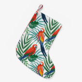 トロピカルパロット：シームレスヤシ スモールクリスマスストッキング (正面 (吊り時))