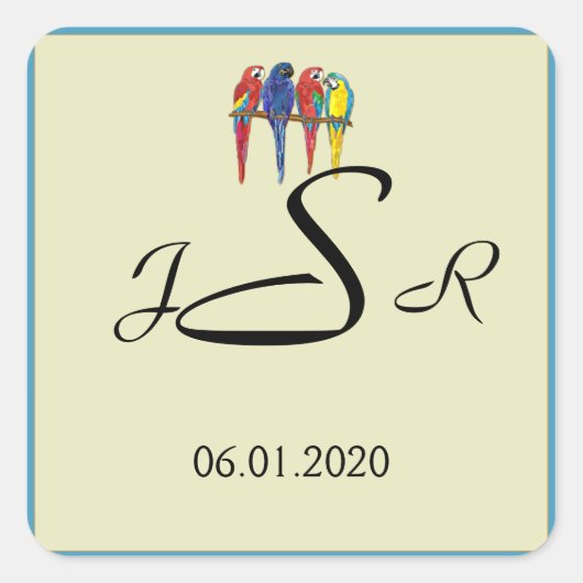 トロピカルパロツモノグラムステッカー スクエアシール (正面)