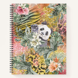 トロピカルパンダオンアニマルプリント ノートブック