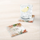 トロピカルパンパスグラステラコッタ結婚ズ スクエアペーパーコースター (インサイチュ)