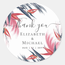 トロピカルパンパスグラスネイビーベリ結婚ーズ ラウンドシール