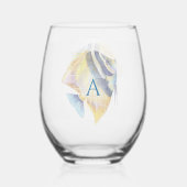 トロピカルパーソナライズされたウォーターカラーエンジェルフィッシュII ステムなしワイングラス (正面)
