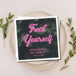 トロピカルパーソナライズされたネオンバルミツワーナプキンス スタンダードカクテルナプキン