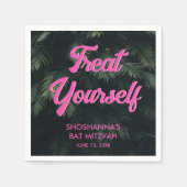 トロピカルパーソナライズされたネオンバルミツワーナプキンス スタンダードカクテルナプキン (正面)