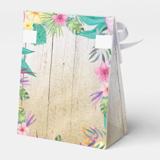 トロピカルパーソナライズされたビーチ結婚式の贈り物のお願い フェイバーボックス (裏面サイド)