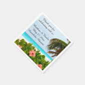 トロピカルパーソナライズされたビーチ結婚式ナプキンス スタンダードカクテルナプキン (角)