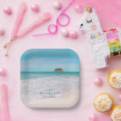 トロピカルパーソナライズされたビーチ「Happy Retiment」 ペーパープレート (パーティー)