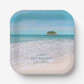トロピカルパーソナライズされたビーチ「Happy Retiment」 ペーパープレート (正面)