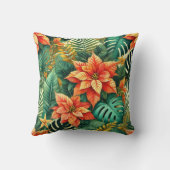 トロピカルパーソナライズされた鮮やかクリスマスポインセチア クッション (裏面)